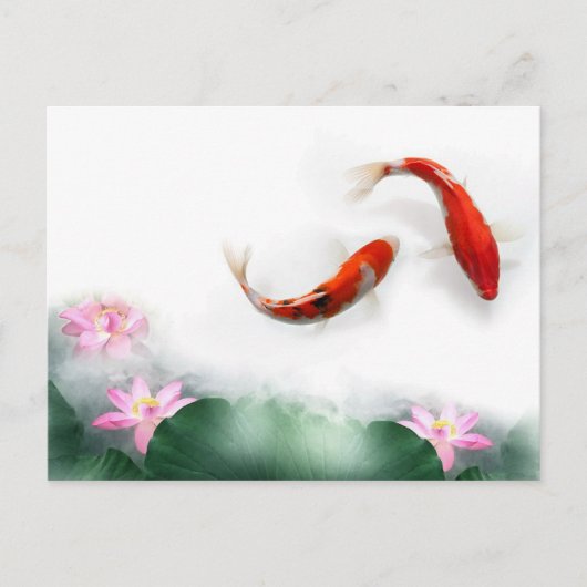Circle Oriental Zen Feng Shui Koi & Lotus Postkarte (Vorderseite)
