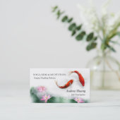 Circle Oriental Zen Feng Shui Koi & Lotus Visitenkarte (Stehend Vorderseite)
