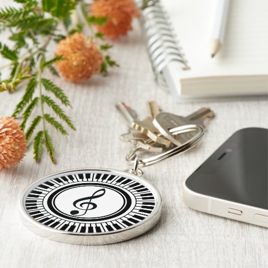 Circle Piano Keys and Treble Clef Schlüsselanhänger (Seite)