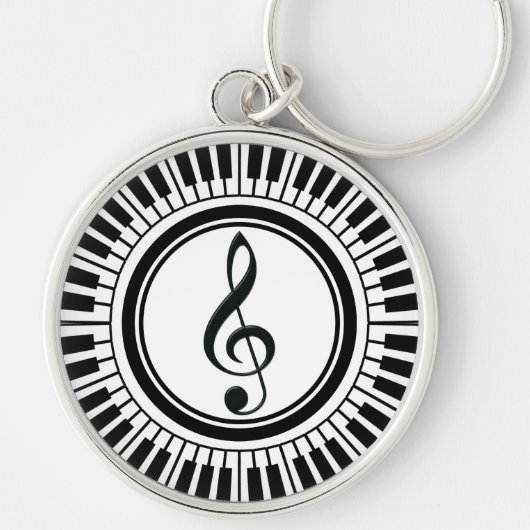 Circle Piano Keys and Treble Clef Schlüsselanhänger (Vorne)