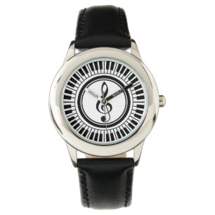 Circle Piano Keys und Treble Clef Armbanduhr