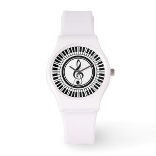 Circle Piano Keys und Treble Clef Armbanduhr