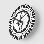 Circle Piano Keys und Treble Clef Runde Wanduhr (Winkel)