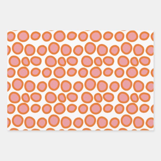 Circle Polka Dot Print Muster Orange und Rosa Geschenkpapier Set (Vorderseite)