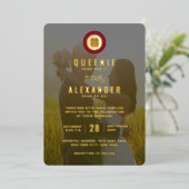 Circle Red Double Happiness Foto Chinese Wedding Folieneinladung (Stehend vorne)