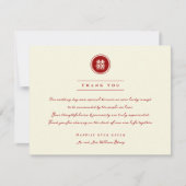 Circle Red Double Happiness Moderne Chinesische Ho Dankeskarte (Vorderseite)