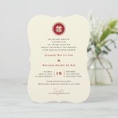Circle Red Double Happiness Moderne Chinesische Ho Einladung (Stehend Vorderseite)