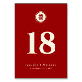 Circle Red Double Happiness Moderne Chinesische Ho Tischnummer (Rückseite)