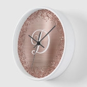 Circle Rose Gold Glitzer and Foil Monogram Uhr (Winkel)