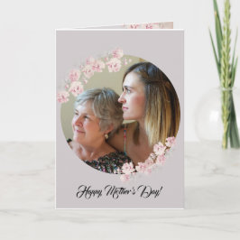 Circle Rustic Floral Gray Mother Day Card Karte
