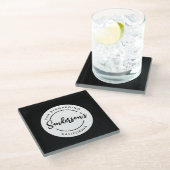 Circle "Schwarz-weiß City Town Place" Glasuntersetzer (Schrägansicht)