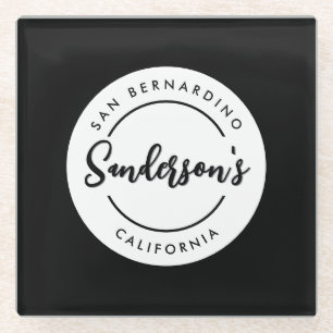 Circle "Schwarz-weiß City Town Place" Glasuntersetzer