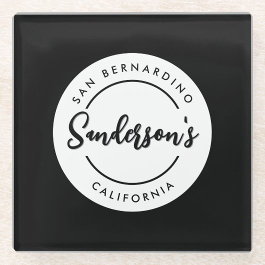 Circle "Schwarz-weiß City Town Place" Glasuntersetzer (Vorderseite)