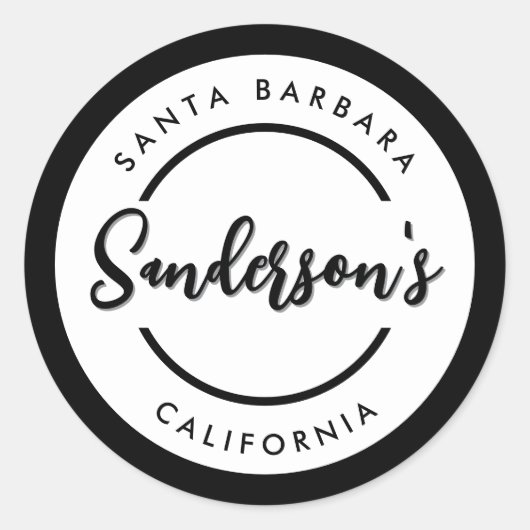 Circle "Schwarz-weiß City Town Place" Runder Aufkleber (Vorderseite)