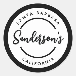 Circle "Schwarz-weiß City Town Place" Runder Aufkleber