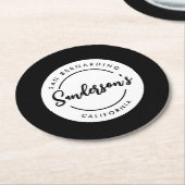 Circle "Schwarz-weiß City Town Place" Runder Pappuntersetzer (Angewinkelt)