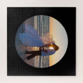 Circle Shape Wedding Foto Black Puzzle (Horizontal)
