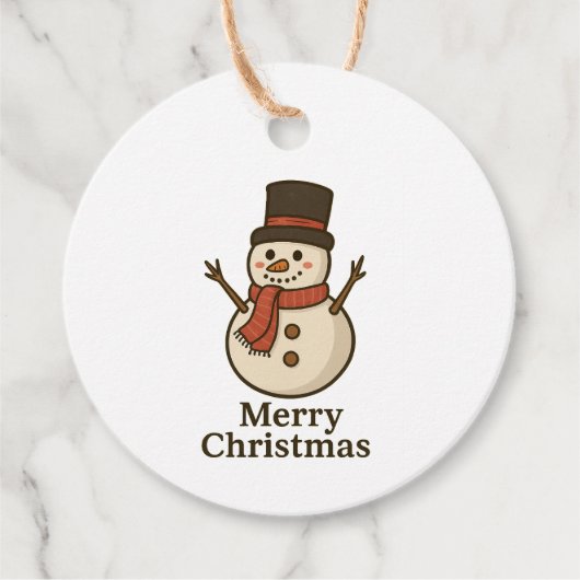 Circle Snowman Christmas Gift Tag - Front & Design Geschenkanhänger (Vorderseite)