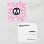 Circle Spot Monogram - Blume - Pink #EF84B4 Quadratische Visitenkarte (Vorne/Hinten)
