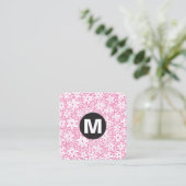 Circle Spot Monogram - Blume - Pink #EF84B4 Quadratische Visitenkarte (Stehend Vorderseite)