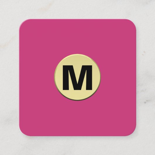 Circle Spot Monogram Gold 3d - Deep Magenta Quadratische Visitenkarte (Vorderseite)