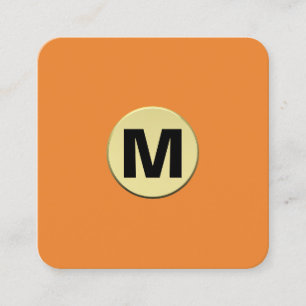 Circle Spot Monogram Gold 3d - Orange Quadratische Visitenkarte
