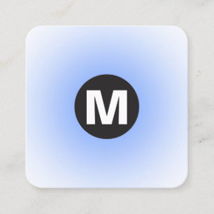 Circle Spot Monogram - Gradient - Baby Blue and Wt Quadratische Visitenkarte