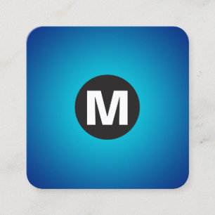 Circle Spot Monogram - Gradient - Cyan on Dp Navy Quadratische Visitenkarte