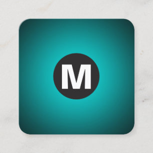 Circle Spot Monogram - Gradient - Cyan to Black Quadratische Visitenkarte