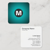 Circle Spot Monogram - Gradient - Cyan to Black Quadratische Visitenkarte (Vorne/Hinten)