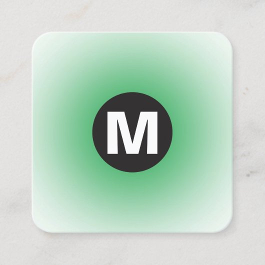 Circle Spot Monogram - Gradient - Grass Green & Wt Quadratische Visitenkarte (Vorderseite)