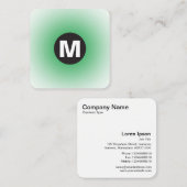 Circle Spot Monogram - Gradient - Grass Green & Wt Quadratische Visitenkarte (Vorne/Hinten)
