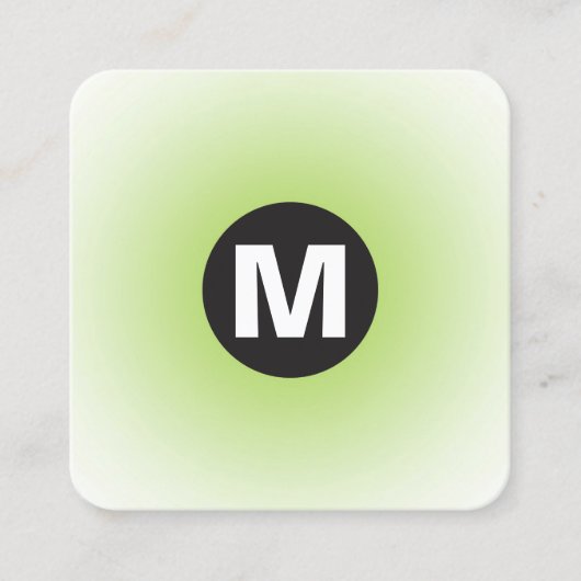 Circle Spot Monogram - Gradient - Martian Green Quadratische Visitenkarte (Vorderseite)