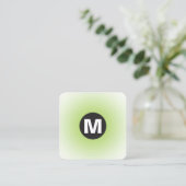 Circle Spot Monogram - Gradient - Martian Green Quadratische Visitenkarte (Stehend Vorderseite)