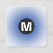 Circle Spot Monogram - Gradient - Navy Blue and Wt Quadratische Visitenkarte (Vorderseite)