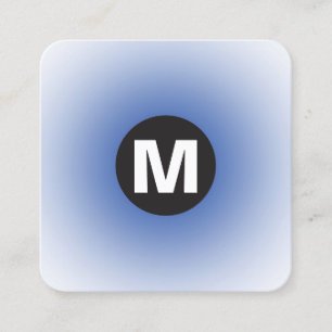 Circle Spot Monogram - Gradient - Navy Blue and Wt Quadratische Visitenkarte