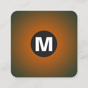 Circle Spot Monogram - Gradient - Orange, dk Green Quadratische Visitenkarte
