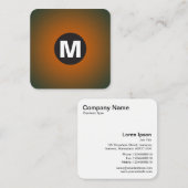 Circle Spot Monogram - Gradient - Orange, dk Green Quadratische Visitenkarte (Vorne/Hinten)