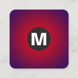Circle Spot Monogram - Gradient - Red to Deep Navy Quadratische Visitenkarte