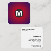 Circle Spot Monogram - Gradient - Red to Deep Navy Quadratische Visitenkarte (Vorne/Hinten)