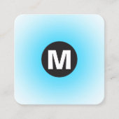 Circle Spot Monogram - Gradient - Sky Blue and Wt Quadratische Visitenkarte (Vorderseite)