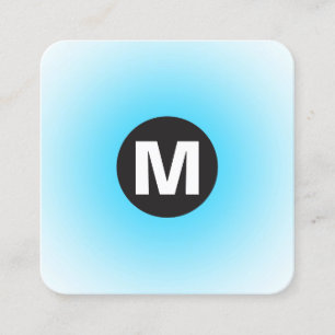 Circle Spot Monogram - Gradient - Sky Blue and Wt Quadratische Visitenkarte