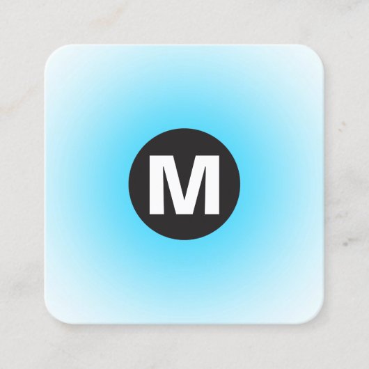 Circle Spot Monogram - Gradient - Sky Blue and Wt Quadratische Visitenkarte (Vorderseite)