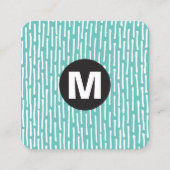 Circle Spot Monogram - Lines - Pale Aqua Quadratische Visitenkarte (Vorderseite)