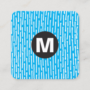 Circle Spot Monogram - Linien - Blau #00B0EF Quadratische Visitenkarte