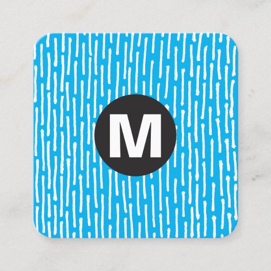 Circle Spot Monogram - Linien - Blau #00B0EF Quadratische Visitenkarte (Vorderseite)