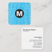 Circle Spot Monogram - Linien - Blau #00B0EF Quadratische Visitenkarte (Vorne/Hinten)