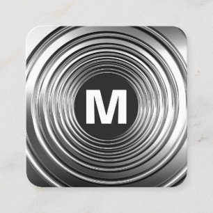 Circle Spot Monogram - Long Spring B&W Quadratische Visitenkarte