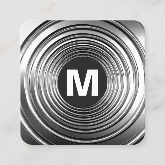 Circle Spot Monogram - Long Spring B&W Quadratische Visitenkarte (Vorderseite)