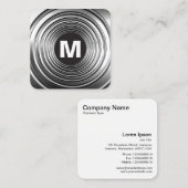 Circle Spot Monogram - Long Spring B&W Quadratische Visitenkarte (Vorne/Hinten)